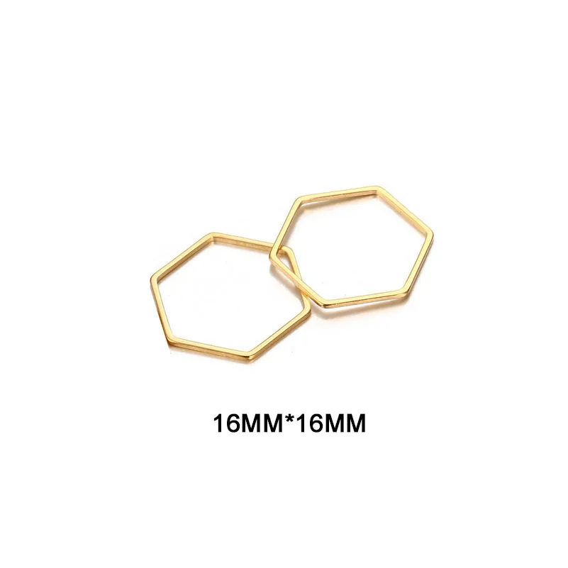 20Pcs/lot  Hexagon Shape Charms Stainless Steel Geometric Hollow Frame Blank Connector Charms Pendant DIY Jewelry Making