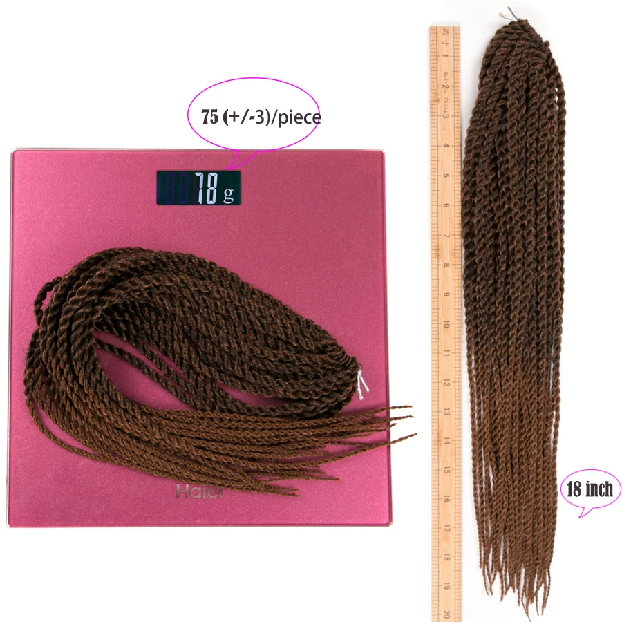 VERVES Ombre Synthetic Crochet Braids 18 inch 30Roots/Pack Small Senegalese Twist Hair Braiding Extensions Black Grey Purple