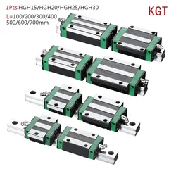 KGT HGH15 HGH20 HGH25 HGH30 L 100 200 300 400 500 600 800mm heavy linear rail slide 1pc HG15 linear guide 1pc HGH15 carriage CNC