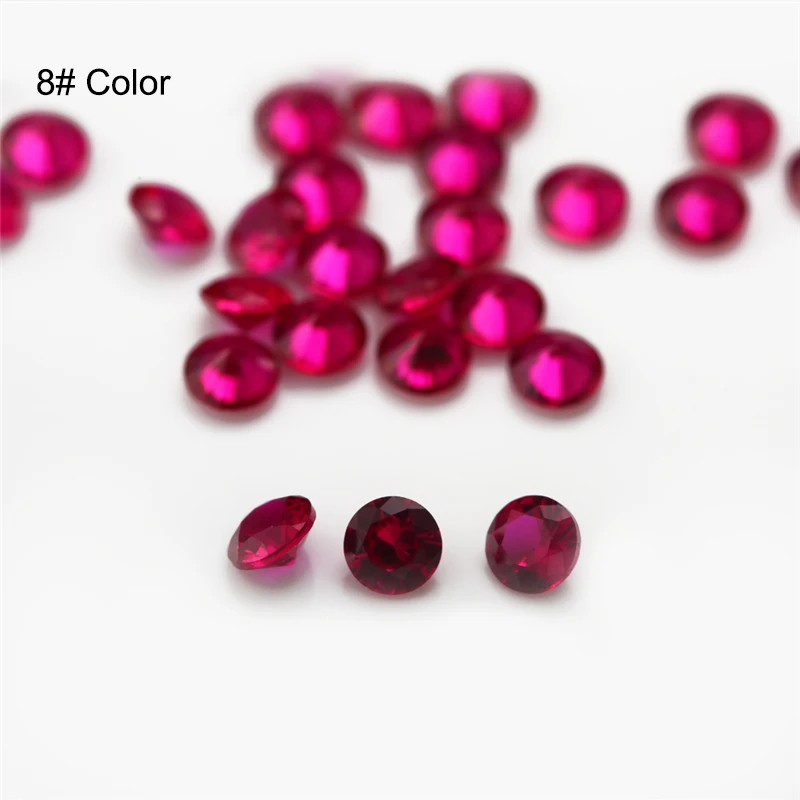 Size 1.0~12mm Round Brilliant Cut Rubys Synthetic Corundum 5# 8# Red Stone For Jewelry