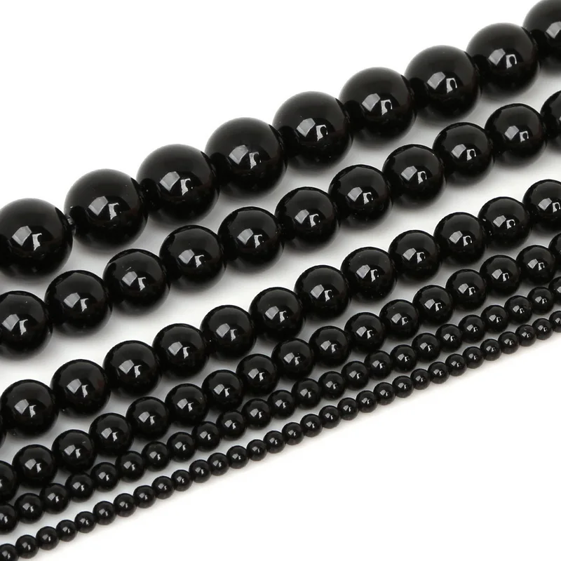 High Quality Nature Black  Round Ball Stone Bead Dyed 15\