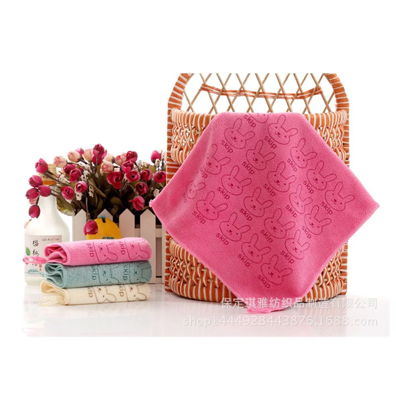 Toalha de fibra superfina bonito do bebê, Kid Toalhas de banho, Square Washcloth, Crianças Cozinha Banheiro Wipe Wash Cloth, Presente, 3 Pcs por lote