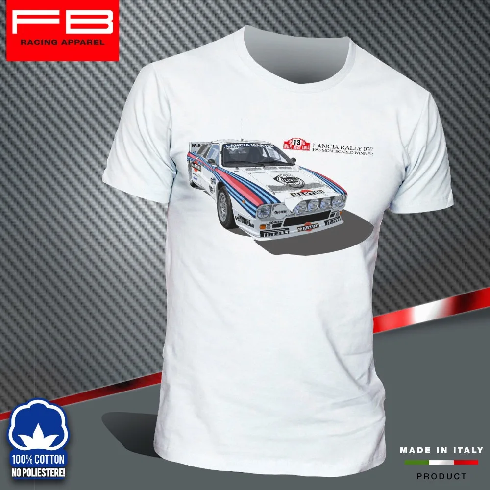 T-Shirt Lancia 037 Martini Montecarlo Rally Winner 1985 H.Toivonen 100% Cotton Geek Family Top Tee New Men Summer Tops Casuals