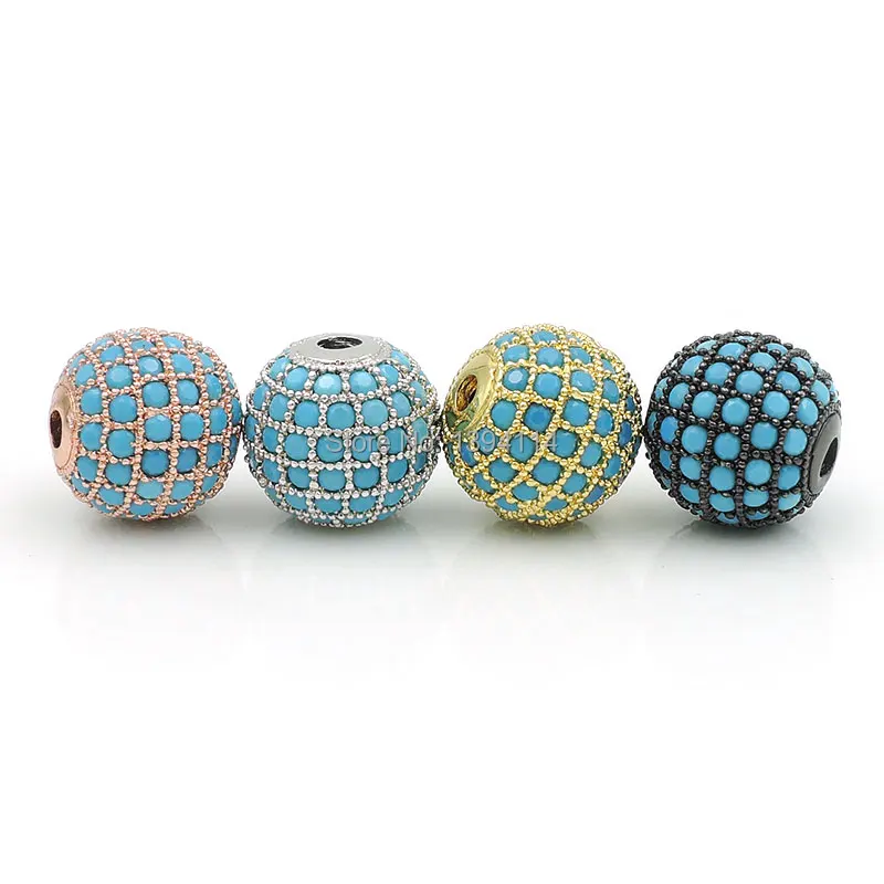 8mm 10mm 12mm Micro Pave Calaite CZ Round Ball Beads Fit For Making Bracelets Or Necklaces Jewelry