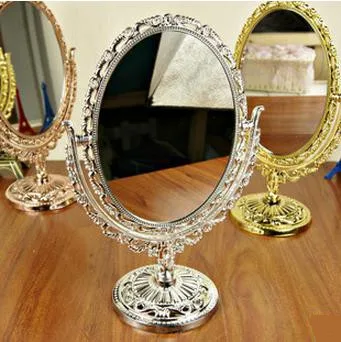 Makeup Mirror-Compact Portable Ellipse Europeanism Retro Lace Cosmetic Makeup desk type Mirror in big size,desktop makeup mirror