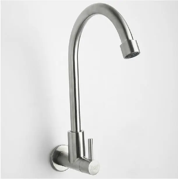 304 stainless steel faucet wall mounted kupper single cold water rotating faucets