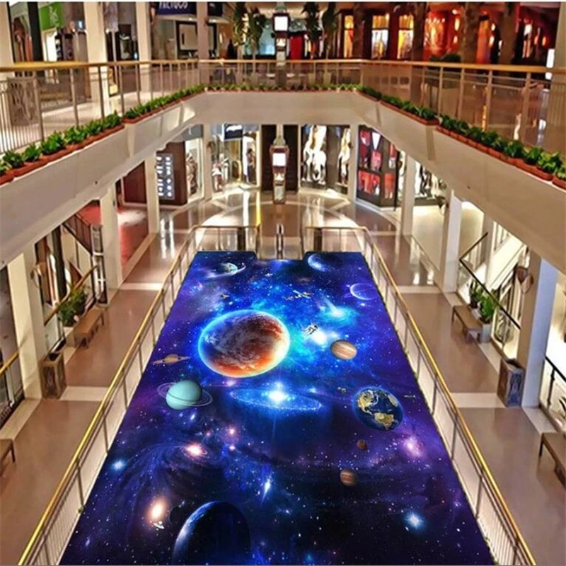 wellyu Custom floor decoration painting 3D обои Star Galaxy living room mall Papel de parede 3d flooring ceiling mural wallpaper