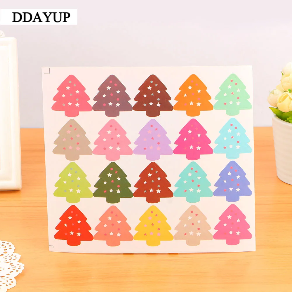 

200Pcs/lot Cute Vintage Colourful Christmas Tree Theme Sealing sticker DIY Gifts posted/Baking Decoration label