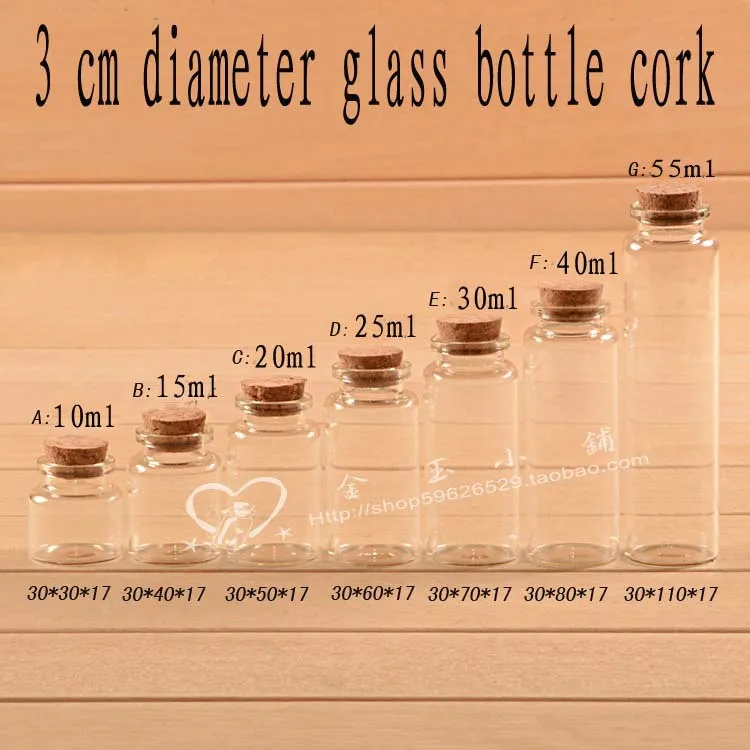 Capacity 25ml(3*6*1.7cm) 35pcs/lot factory wholesale transparent cute glass vials with wood plug wish bottle