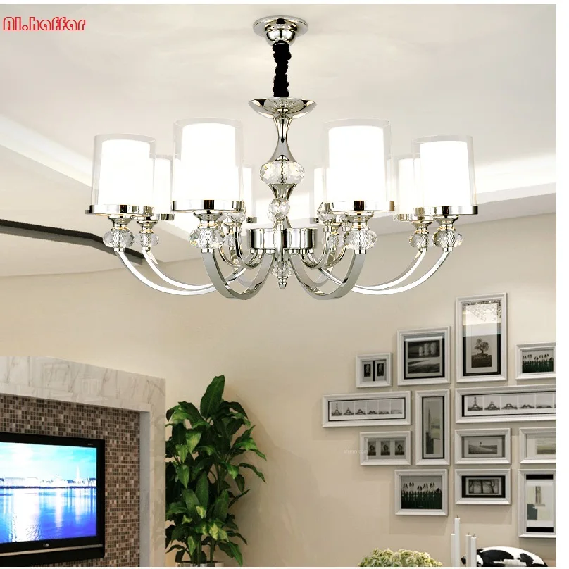 Modern Chrome metal Crystal Led Chandeliers Lighting Led Pendant Chandelier Lighting Fixture LED Lamp For Foyer living room