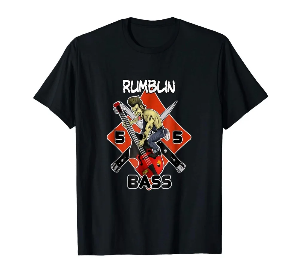 Rockabilly Rumbling Bass Player T Shirt for Men 2019 Newest Funny Summer Clothing T Shirts