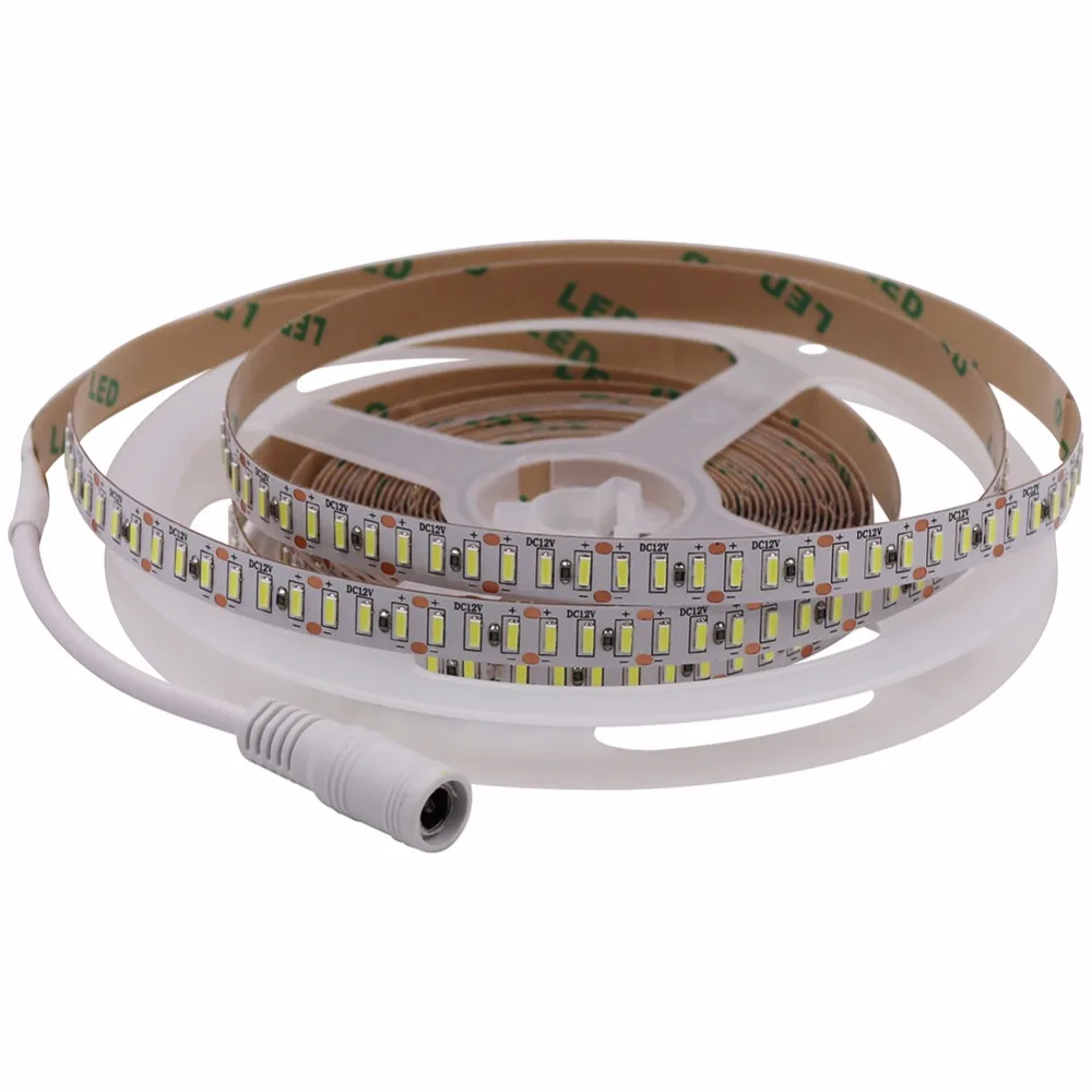 Ultra jasny SMD 3014 LED Strip z złącze DC plug 204 led/m DC12V zimny ciepły biały wodoodporna elastyczna taśma oświetleniowa LED 5m