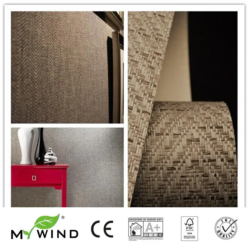 2019 MY WIND Grasscloth Luxury Natural Material Safety Innocuity 3D Paper Weave Design Wallpaper In Roll Home Decor