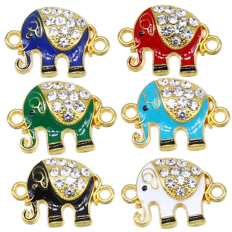 6pcs Elephant Bracelet Accessories Connector DIY Handmade Drip Gold and Silver Glamour Craft 24*16*5mm