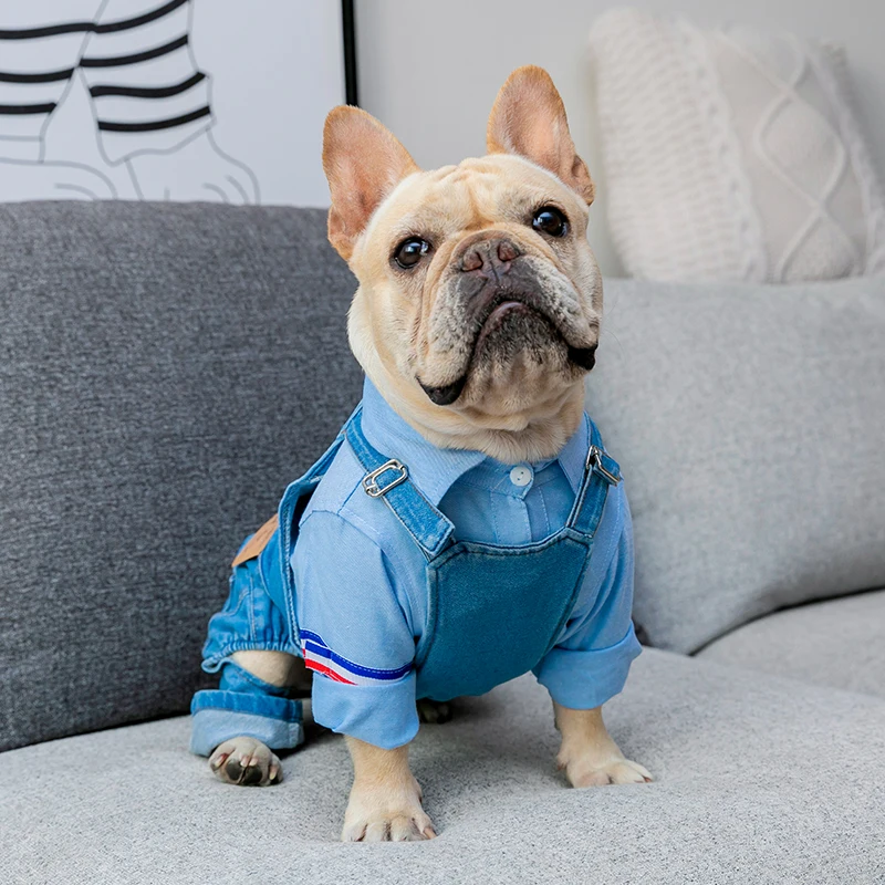 [MPK Dog Denim Overalls] Dog Denim Dungarees, Dog Jeans Suitable for French Bulldogs, Pugs Dog Jeans