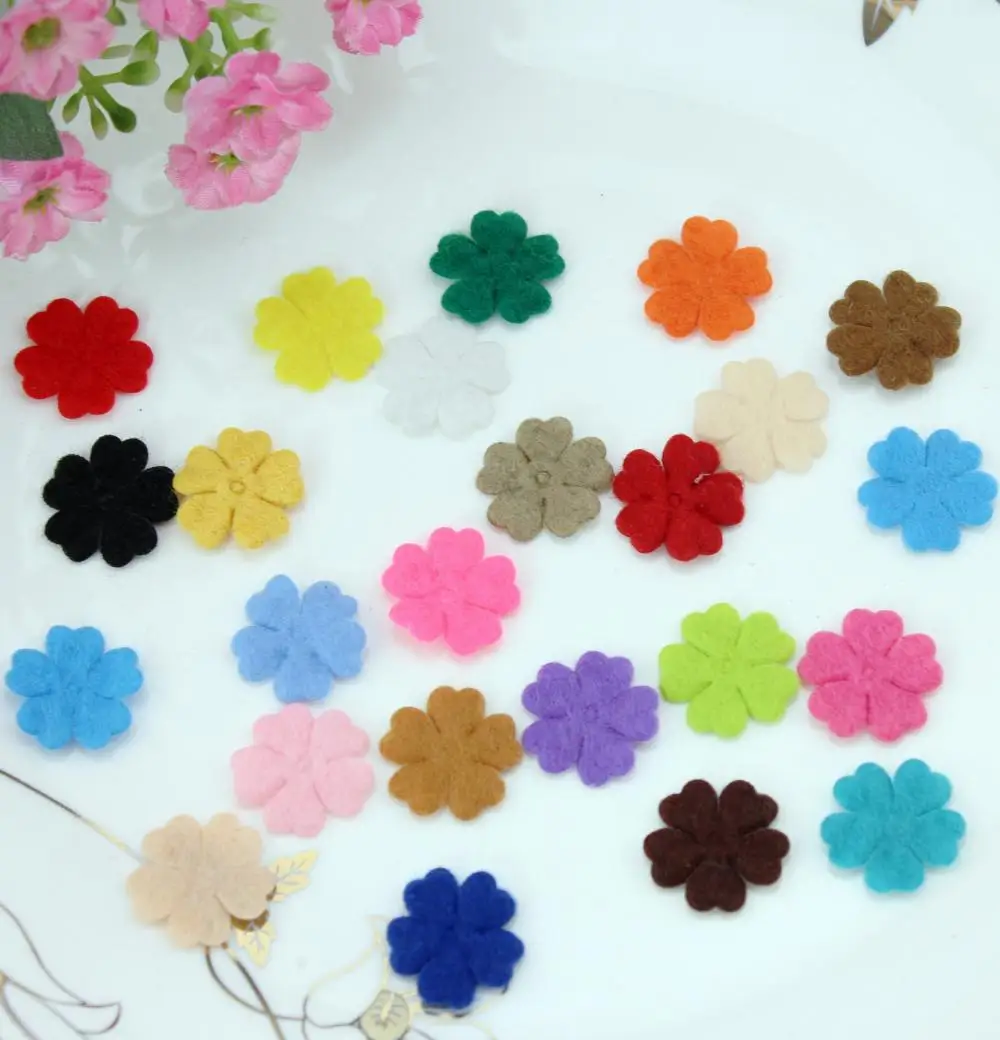 2000pcs rainbow color felt pack die cuts flower blossoms confetti applique wholesale free shipping 18mm mix color assortment