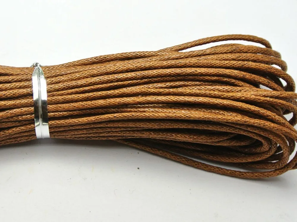 30 Meters Coffee Waxed Cotton Beading Cord Thread Line 2mm Jewelry String