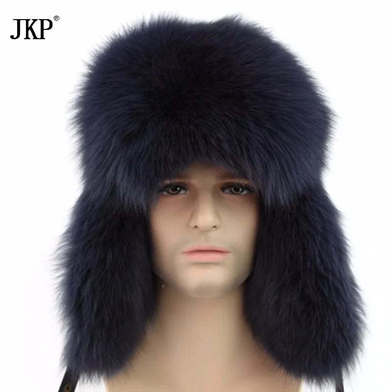 

Real Men's Silver Fox Leifeng Winter Warm Hats Thick Fur Fur Fox Fur Cap Raccoon Outdoor Men's Middle Feng Lei Hats Bomber