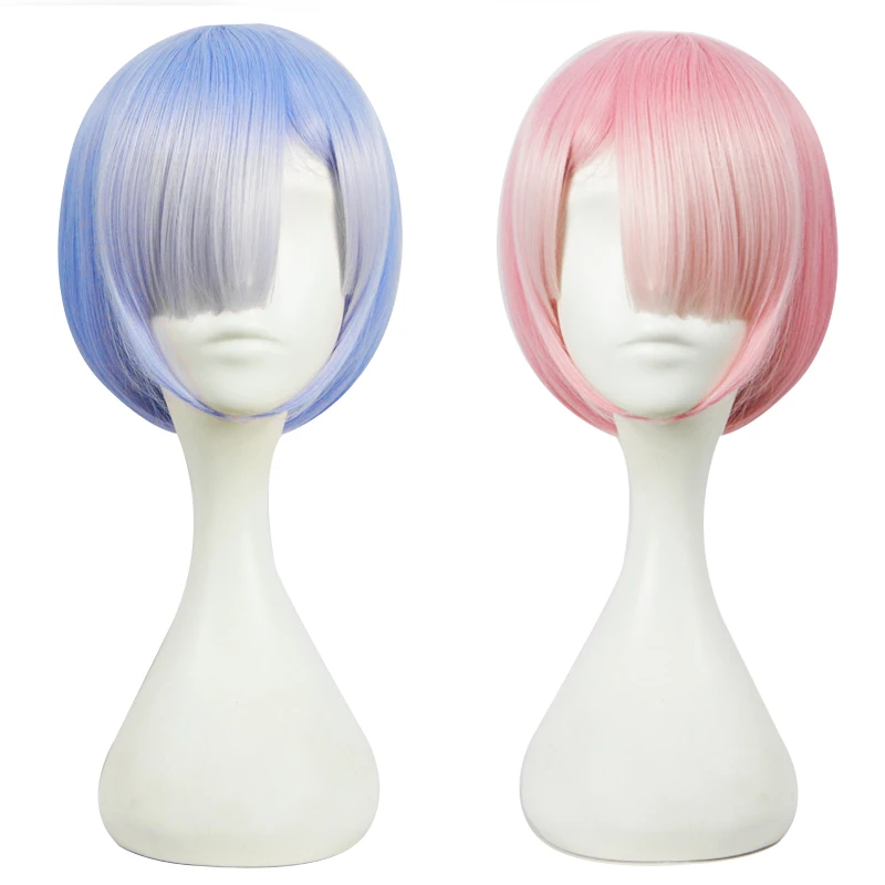 HSIU graduated color REM cosplay wig or RAM cosplay wigs Re:Zero Starting Life in Another World Costume play Halloween