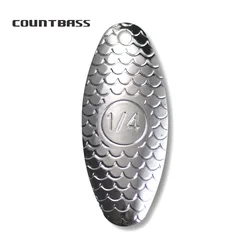 Countbass 50PCS Size 4-34*14mm Nickel Plating Steel Spinner Blades Scale Finish,DIY Trout Pike Fishing Lures, Tackle Craft