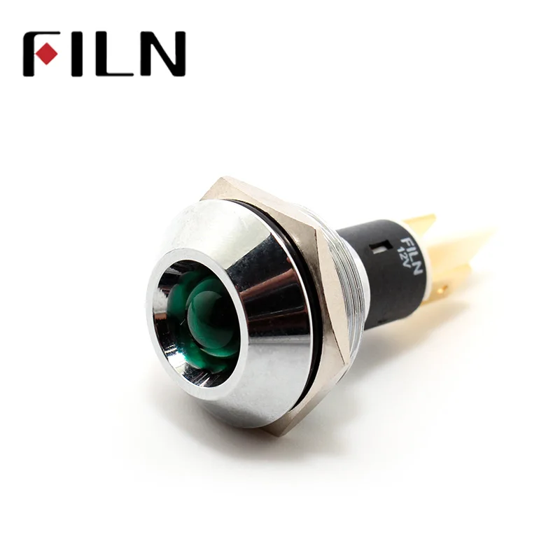 FILN 22mm LED warning Light  Signal Lamp  6V 12V 24V 110V 220V Red Yellow Blue Green White lamp