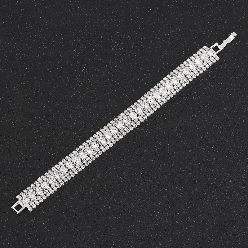 BLIJERY New Fashion Crystal Bracelets For Women Silver Color Rhinestone Statement Bracelets & Bangles Femme Wedding Prom Jewelry