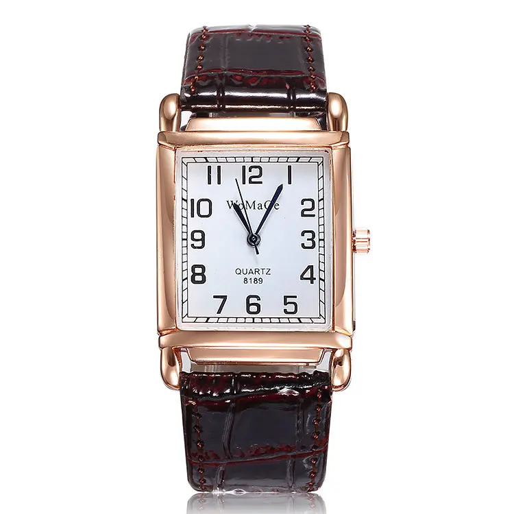 Women WOMAGE Classic Square Shape Figure PU Watchband Wristwatch Quartz Watch Women Watches Relogio Feminino Montre Femme hv5n