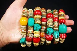 BB-213 Designer original-Tibetan colorful beaded bracelet,beeswax,coral,yak bones beads,Tibet Ethnic jewelry,mix Wholesale