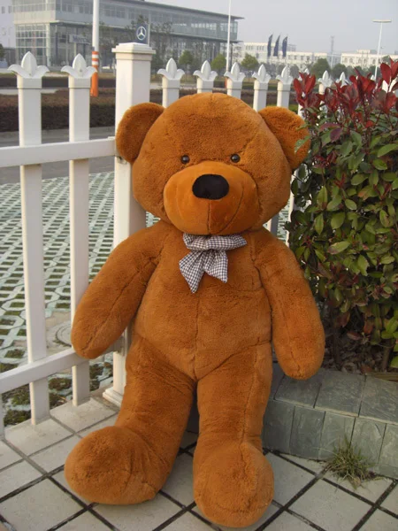 Lovely plush dark brown teddy bear toy big eyes bow bear toy stuffed teddy bear gift 100cm 0062