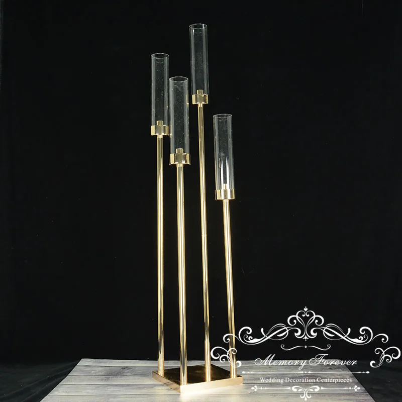 2019 New 4 Head Candelabra Metal Tall Candle Holder Wedding Aisle Decoration Table Centerpiece Stage Walkway Decor