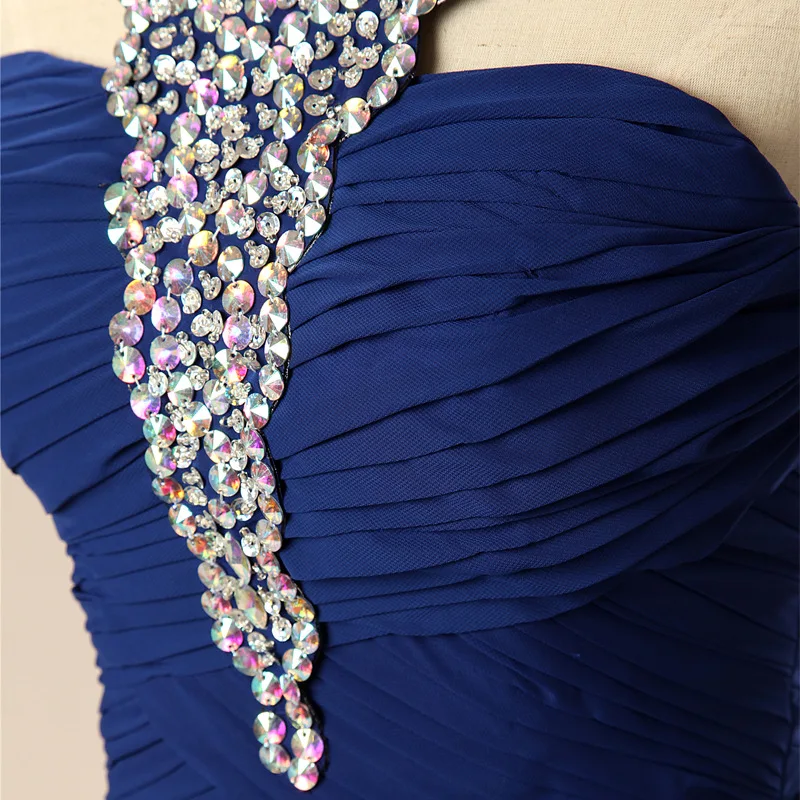 JaneVini-vestidos de dama de honor largos y sexys de color azul real, vestidos de fiesta formales de Chifón con cuentas de cristal, Espalda descubierta, cola A, 2019