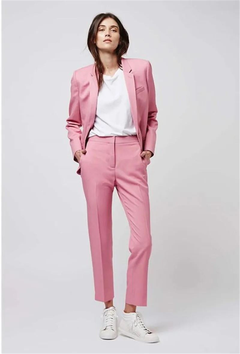 

Notch Lapel Women Pantsuits Tuxedo 2 Piece Set Pink Women Business Suit Female Office Uniform Ladies Pantsuits Custom Made