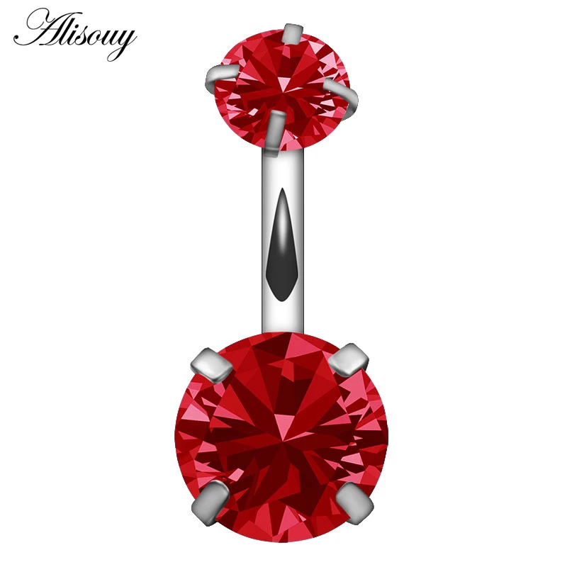 Double Crystal Rhinestone Navel Belly Button Ring Pircing Surgical Steel Real Belly Piercing Cute Navel Ringen Bar Navel Belly