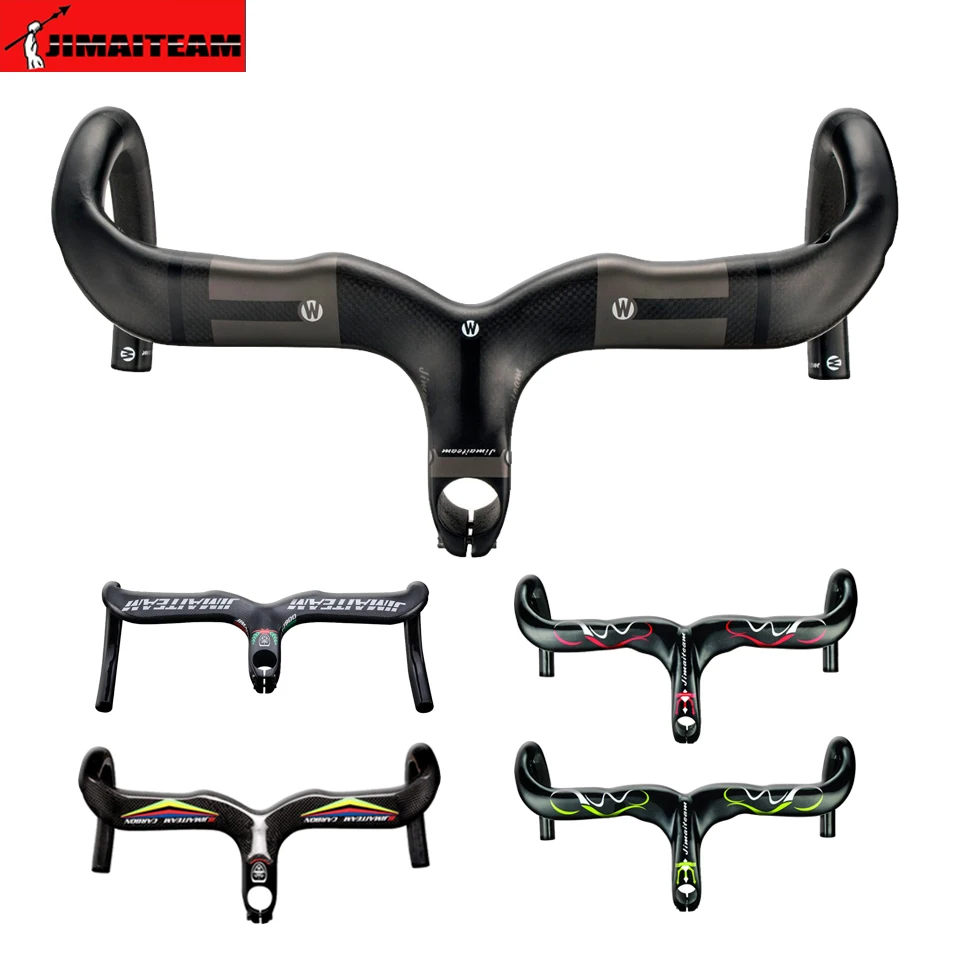 

Jimiteam CarbonBicycle Handlebars Road Bike Handlebars Carbon Fibe One body bend and strap stand