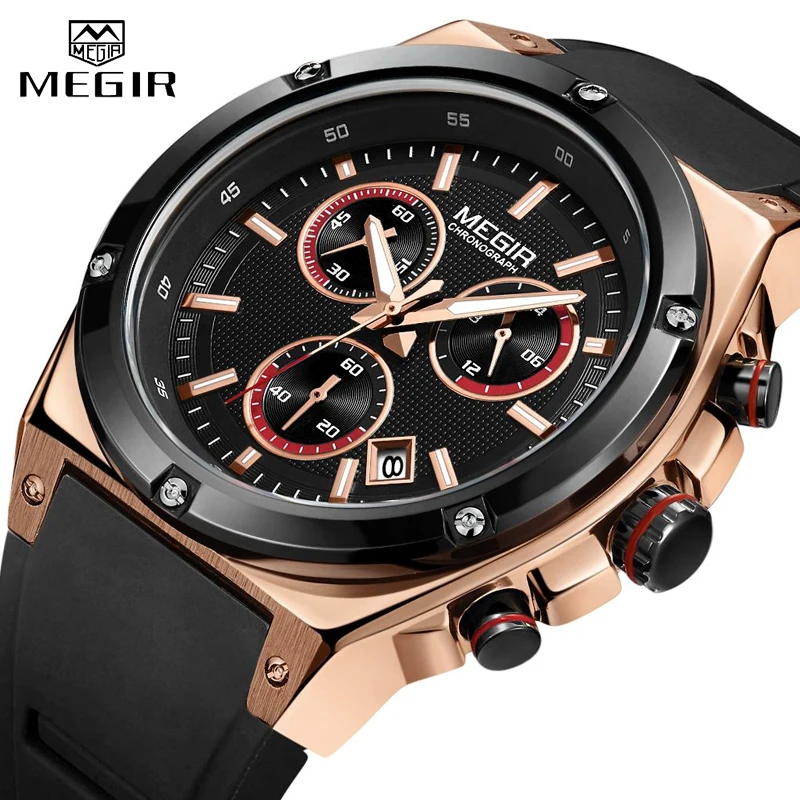 MEGIR Luxury Mens Sport Watches Casual Silicone Waterproof Luminous Watch Men Date Analogue Quartz Wristwatch Relogio Masculino