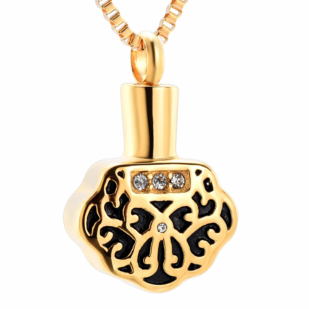 

Cremation Jewelry Gold Retro Locket Stainless Steel Cremation Urn Necklace Memorial Keepsake Ashes Holder Pendant