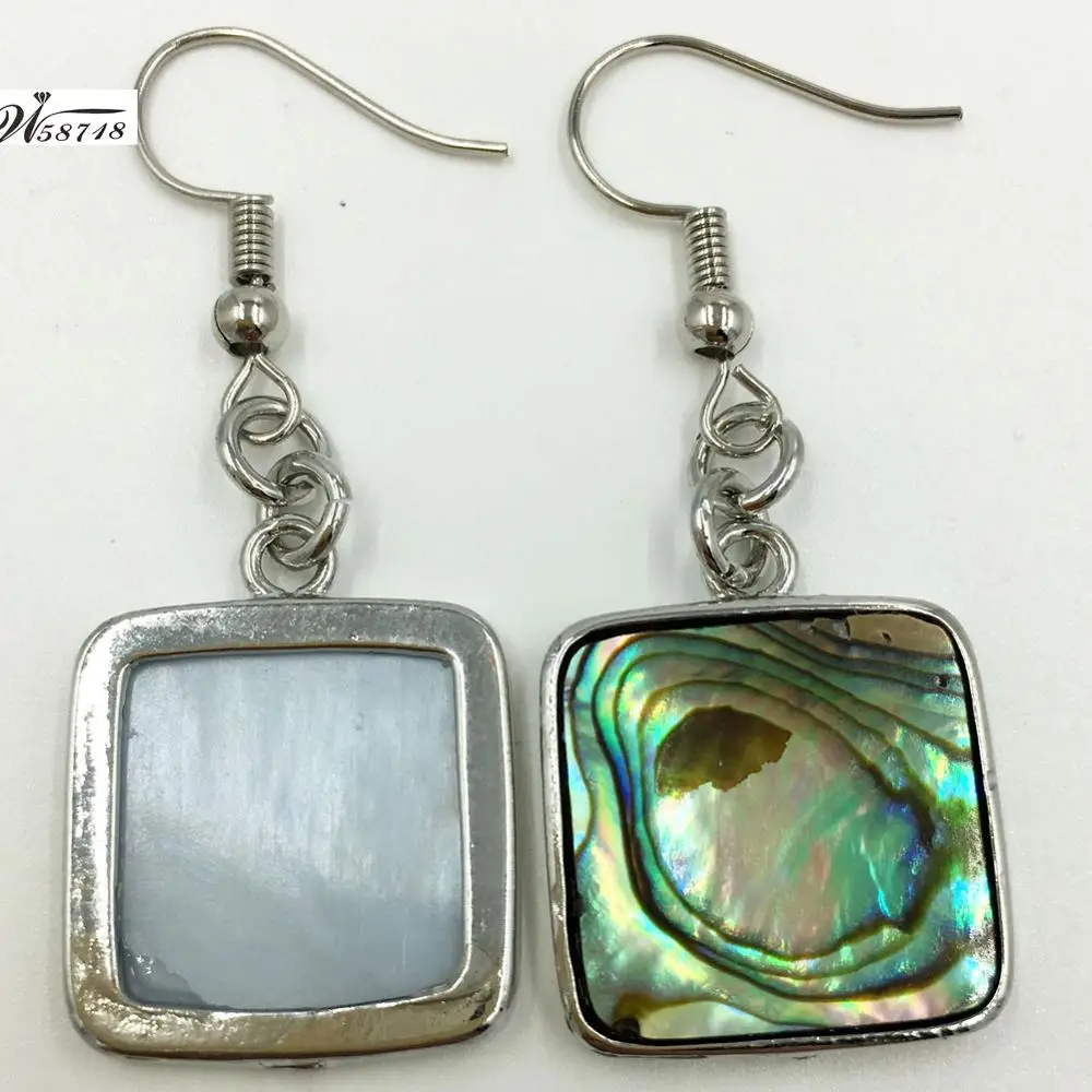 Fashion Jewelry  New Zealand Abalone Shell Oval Women Bead Dangle Earrings Pair C7622