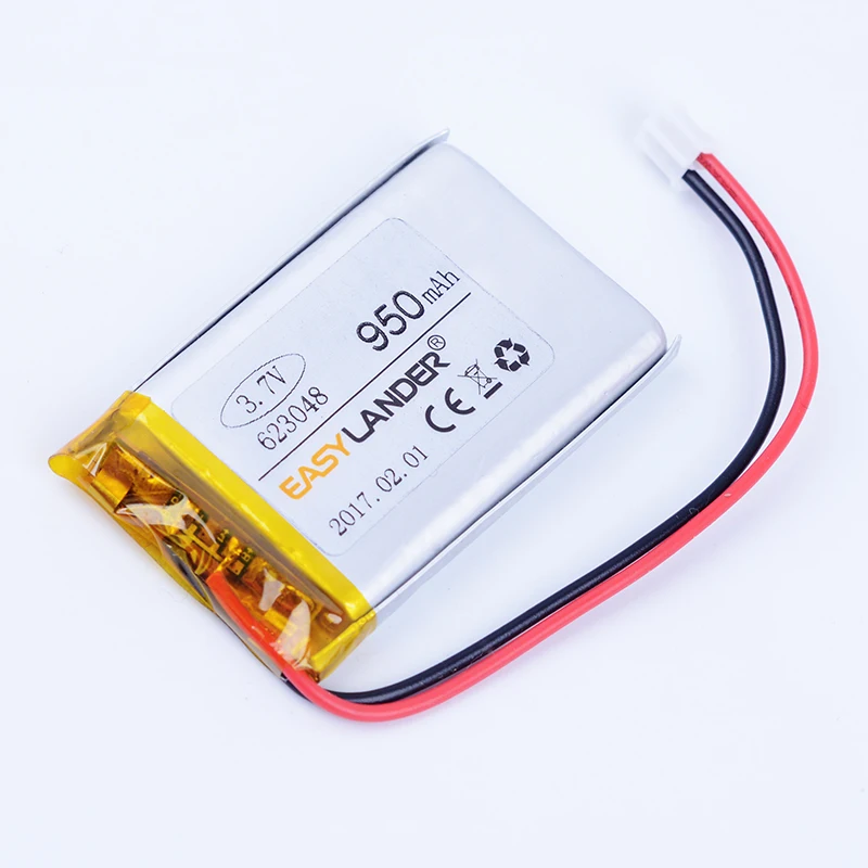 JST2.0 2P 623048 3.7V 950mAh Rechargeable Lithium Li-ion Polymer Battery For mp3 GPS PDA speaker DVR toys power E-Book 623050