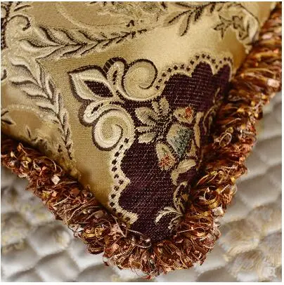 Baroque jacquard cushion cover tassel fringes pillowcase waist pillow cover sofa decor