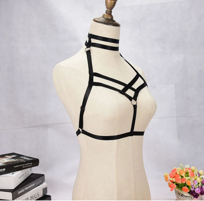 Body Harness Bandage Girl Elastic Bra Straps Cross Bra Crop Top Hollow Out Unlined Bandage Bra Underwear B0455