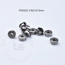 F693ZZ Flange Bearing 10pcs 3*8(9.5)*4mm Chrome Steel Metal Sealed High Speed Mechanical Equipment Parts