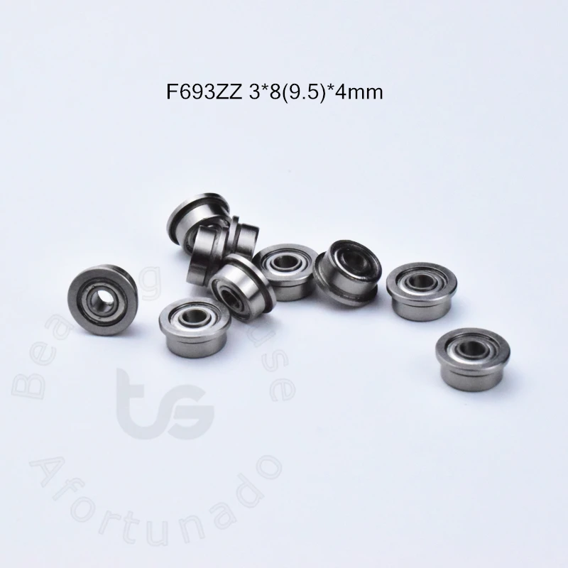 F693ZZ  Flange Bearing 10pcs 3*8(9.5)*4mm chrome steel Metal Sealed High speed Mechanical equipment parts