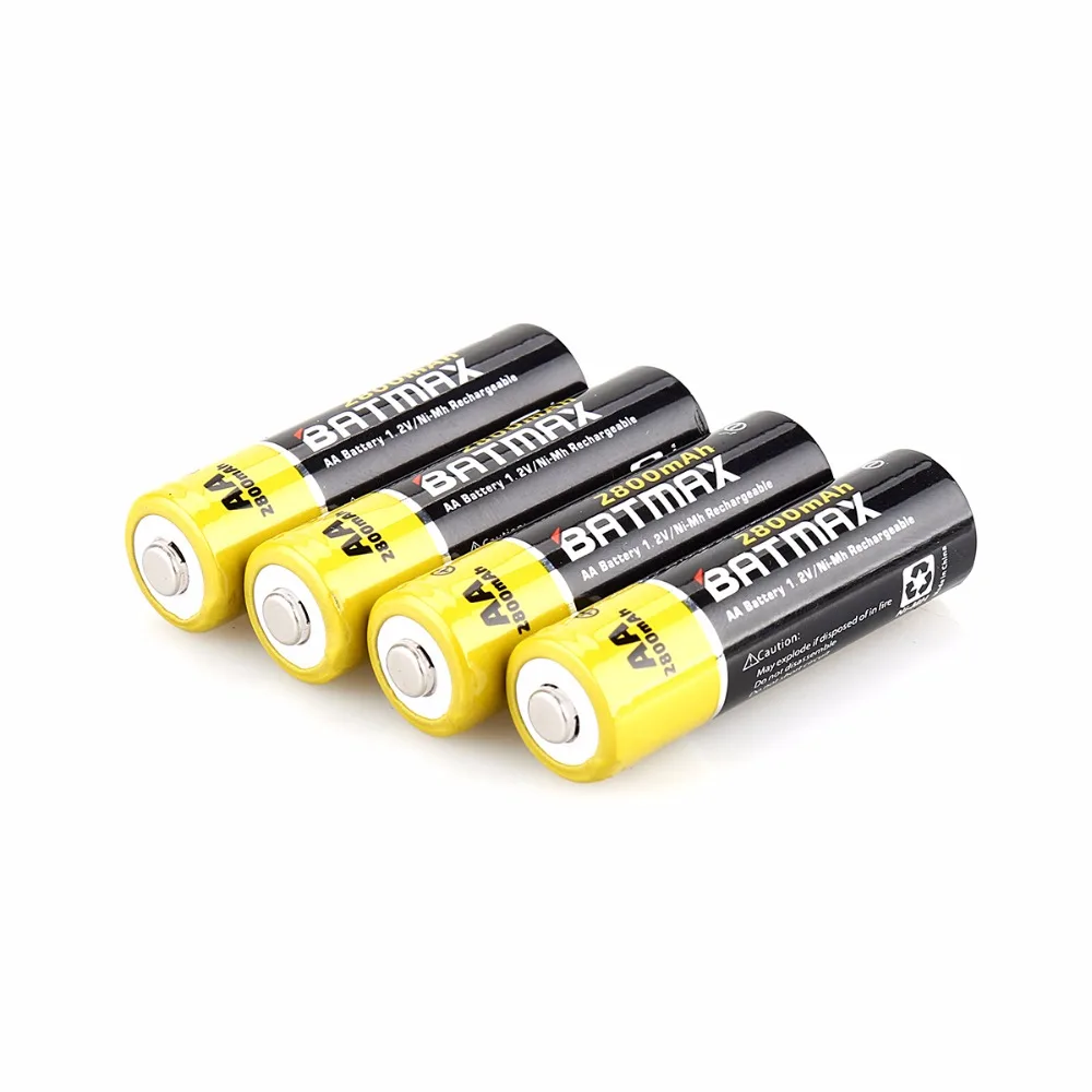 4 Packs High-Capacity 2800mAh AA NiMH Rechargeable Batteries for Camera, Calculator, MP3 Player ect.