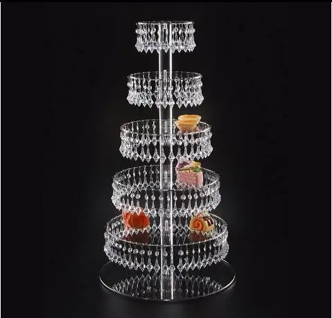 Hoogwaardige acryl display stand Taart stand Parfum stand Acryl Kralen 4 5 6 7 Layer Wedding Cake Stand