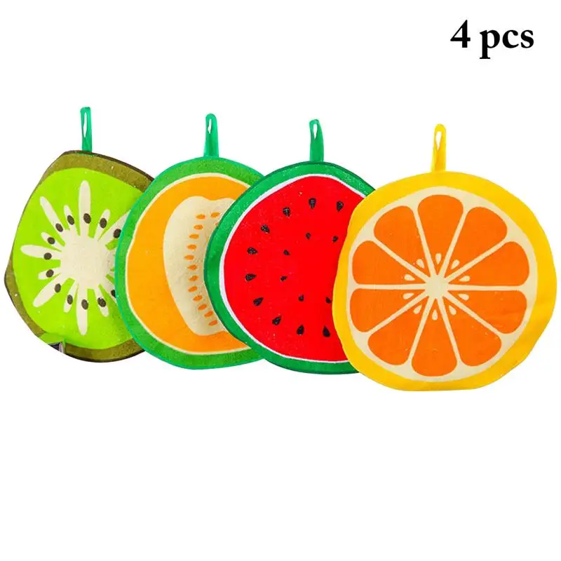 Hangable Cartoon Fruit Pattern Towel Hand Towel Kitchen Absorbent Rag Towel Cloth Towel Children's Handkerchief For Home