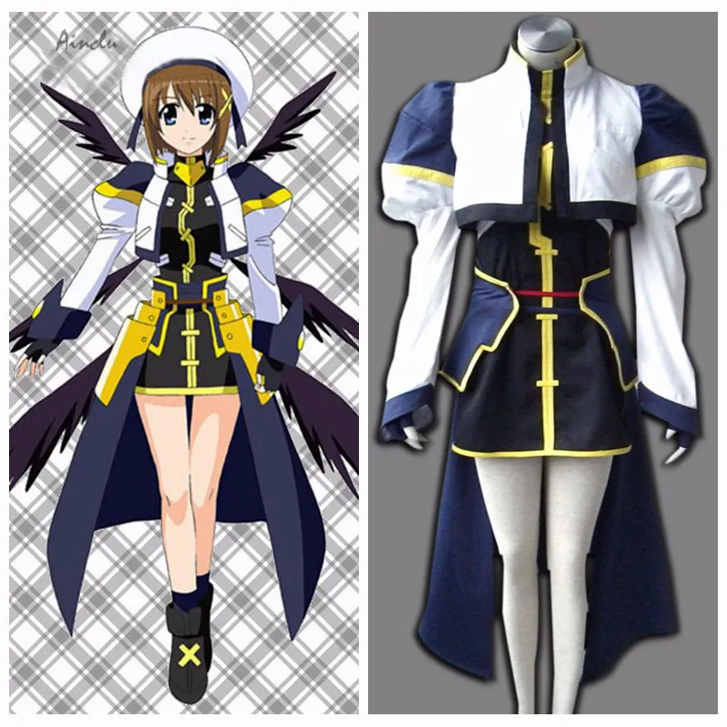 Ainclu Top Selling Magical Girl Lyrical Nanoha Anime Hayate Yagami Halloween Cosplay Costume Customize for plus size adults