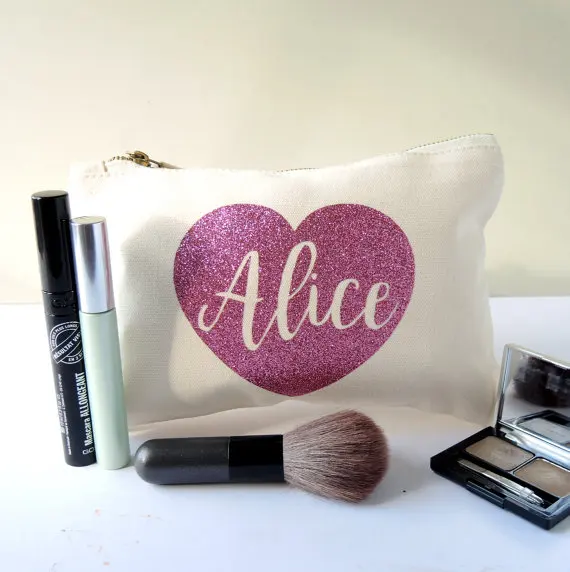 

custom glitter wedding birthday gifts bride bridesmaid maid of honour Make Up makeup comestic Bags toiletry pouches party favors