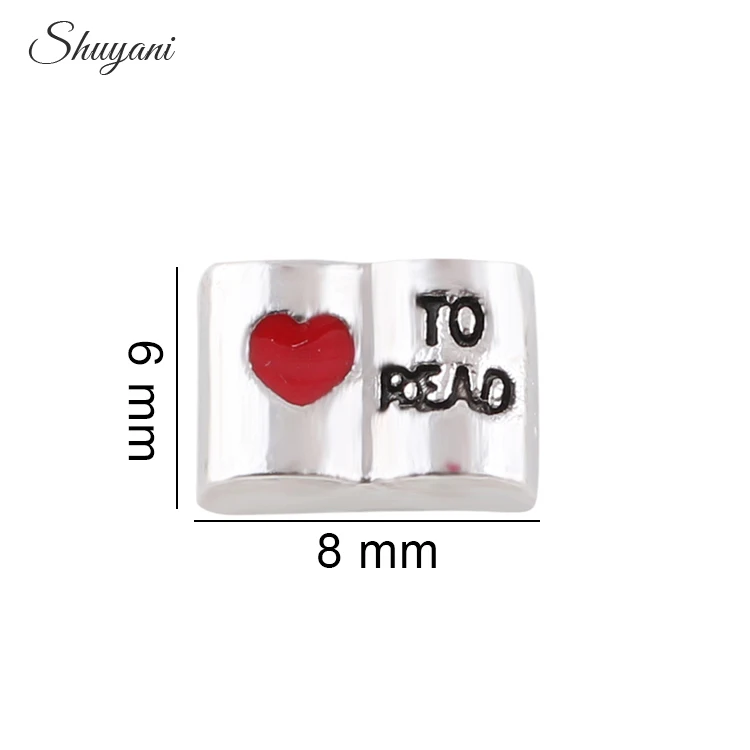 20Pcs/Lot Cute Love to Read Book Floating Charms For Round Living  Locket Pendant Necklaces Jewelry Making Wholesale