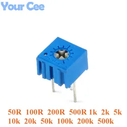 10 Uds 3362 potenciómetro recortador 3362P resistencia Variable resistencia ajustable 101 102 103 104 201 202 203 204 501 500 502 503