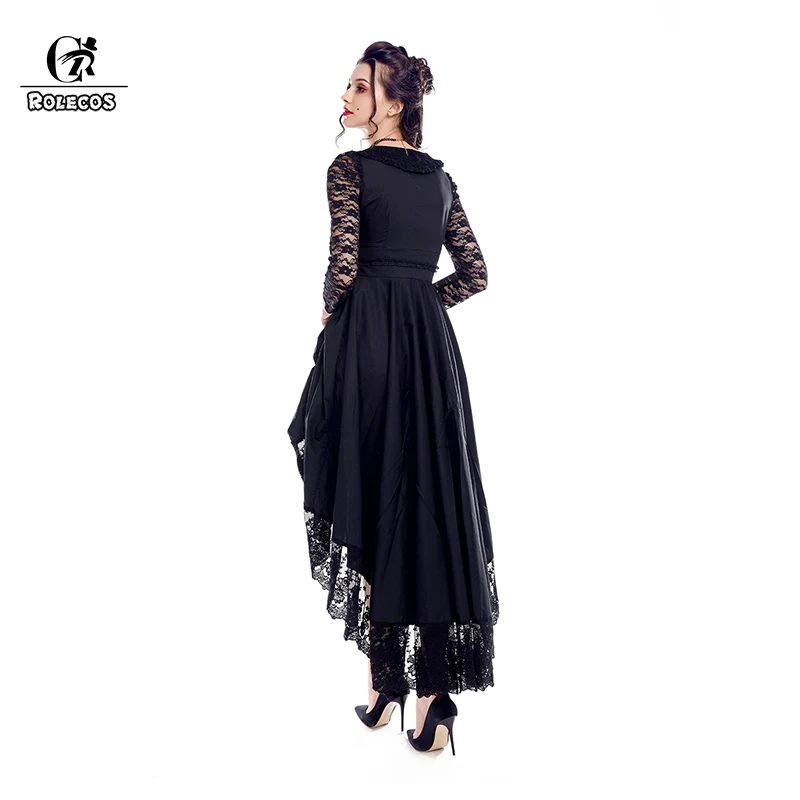 ROLECOS Victorian Gothic Dress Cotton Renaissance Women Costume Medieval Lace Dress Gothic Halloween Costume Party Summer Autumn